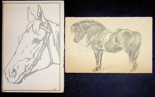 Horse & Pony Tuck's Children's Postcard Lot Of 2 From Perforated Sheets 1930's