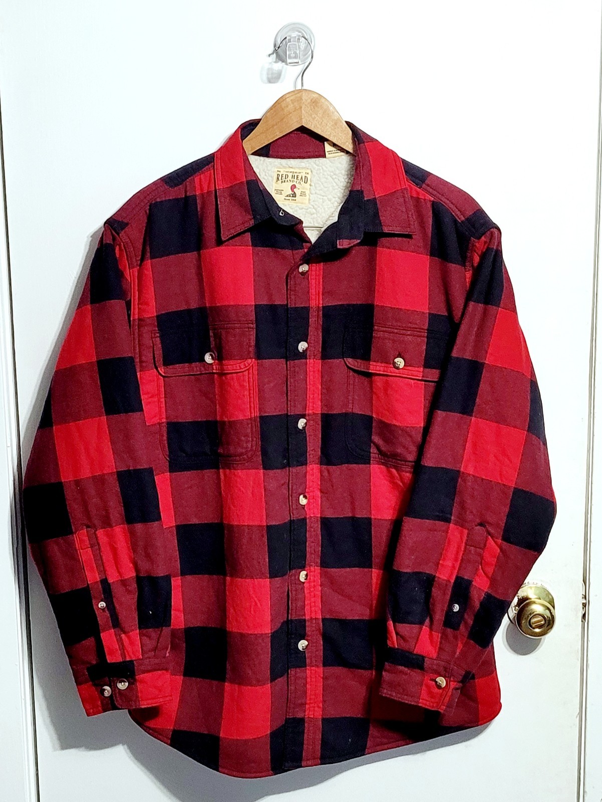 Red Head Brand Co Flannel Sherpa Lined Red Buffalo Plaid Jac