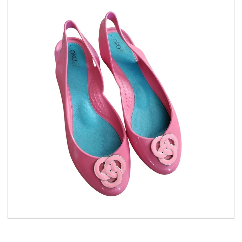 Zapatos planos de gelatina Oka B con cordones para mujer 9 rosas acolchados Foto 3 de 4