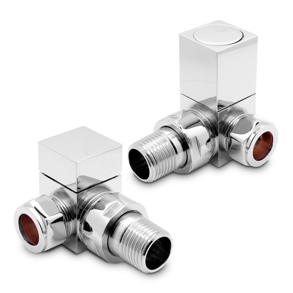 Corner Square Cubic Valves Chrome for Radiators & Towel Rails