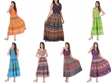 10 PC Lot Indian Maxi Long Dress Bohemian Handmade Hippie Cotton Night Wear