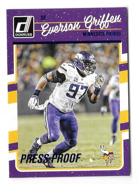 2016 DONRUSS FOOTBALL #176 EVERSON GRIFFEN BLUE PRESS PROOF PARALLEL,VIKINGS