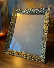 Vintage Ornate Filigree Metal Picture Frame 8x10 Hanging Easel Wall MCM