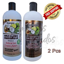Bergamot Shampoo & Conditioner Reinforced with Coconut Oil, Collagen  32 oz ea