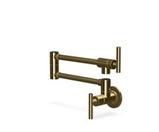 WOWOW Pot Filler Faucet Brushed Gold Solid Brass Wall Mount 23.5in Double Joint