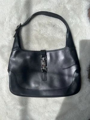 Gucci sac à mains Jackie en cuir noir vintage - CR - Photo 1/4