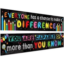 2 Pack Motivational Classroom Banner Poster 9.5 x 61 Inch Positive and Inspir...