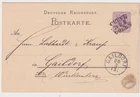 DR, Railway Post - L3 Kleve - Cologne on Postcard Krefeld - Gaildorf 1889