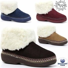 LADIES SLIPPERS WOMENS MEMORY FOAM FUR THERMAL ANKLE BOOTS WARM SHOES SIZE