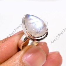 Blue Moonstone Ring 925 Sterling Silver Engagement Boho Rings Gift for Her