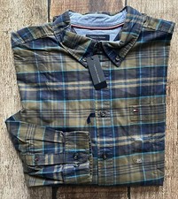 TOMMY HILFIGER WESTLEY FLANNEL SHIRT BIG TALL GREEN BLUE MENS 3XL NEW WITH TAGS