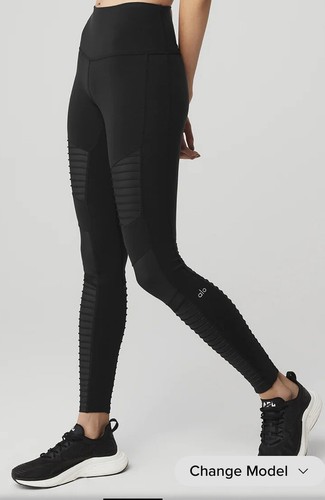 ALO Black High Waist Moto Legging Sz XXS - Picture 3 of 12