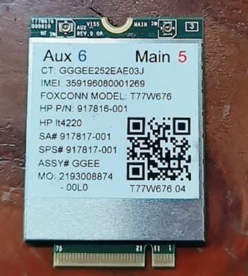 T77W676 917817-001 4G LTE WWAN M.2 Module for HP IT4120 Elite X2 1030 G3 El T7N6