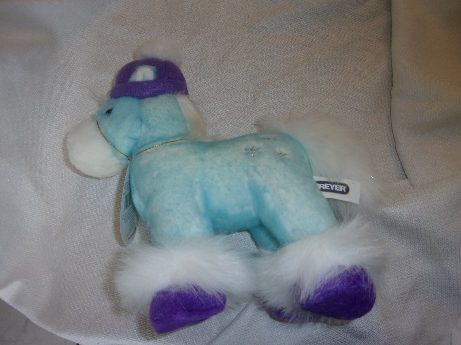 Cappello Breyer peluche cavallo peluche pony blu fiocco di neve argento viola 10" imbottito