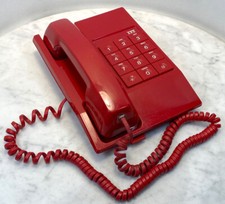Vintage ITT Red Slim Telephone. Mid Century Modern Design. Push Button