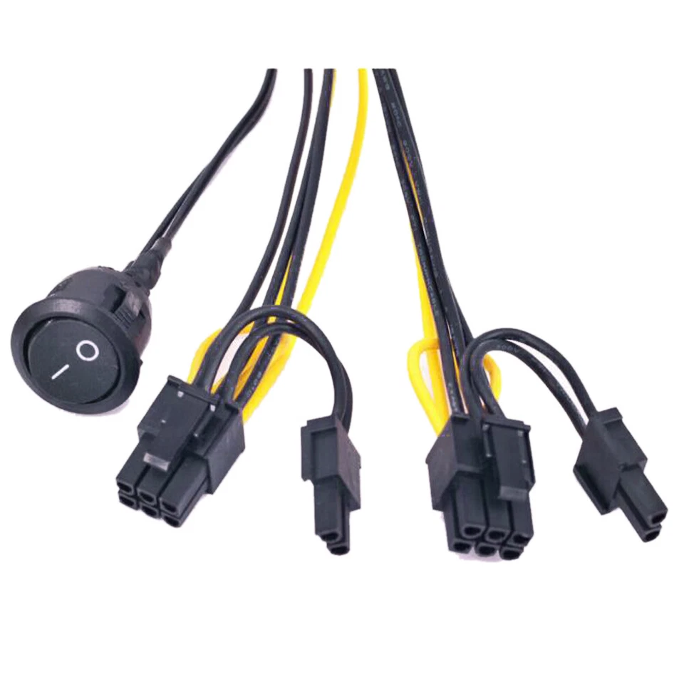 ATX 24 Pin to 2 Port PCIe 6+2 Pin 8 Pin 6Pin Power Cable + On Off Switch DZ fit - Image 4 of 4