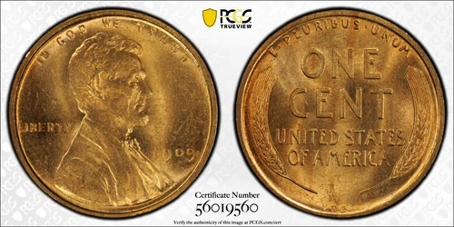 PCGS GOLD SHIELD 1909 VDB MS64 FULL RED U.S.A. LINCOLN ONE CENT - 56019560 🌈