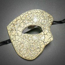 Silver Phantom Crackle MENS Masquerade MARDI GRAS Venetian costume Half Face