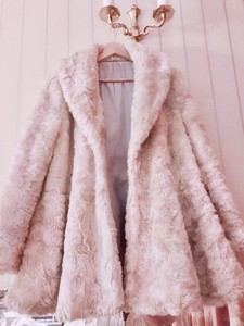 baby pink faux fur coat