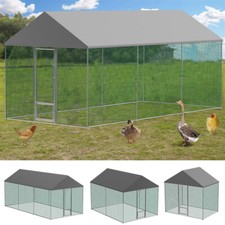 Metal Chicken Coop Outdoor Walk-in Hen House with Full Roof Cover Lockable Door