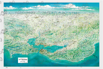 San Francisco SF Northern California Panoramic Map Poster Art Print Bay Area