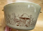 Pyrex #474-B Forest Fancies Mushroom Casserole Round No Lid Vintage tan speckle