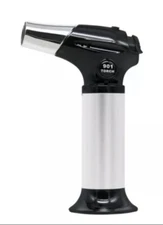 Jet Blow Torch Gun Lighter Silver For Cooking Baking Cigars Camp Fires Welding