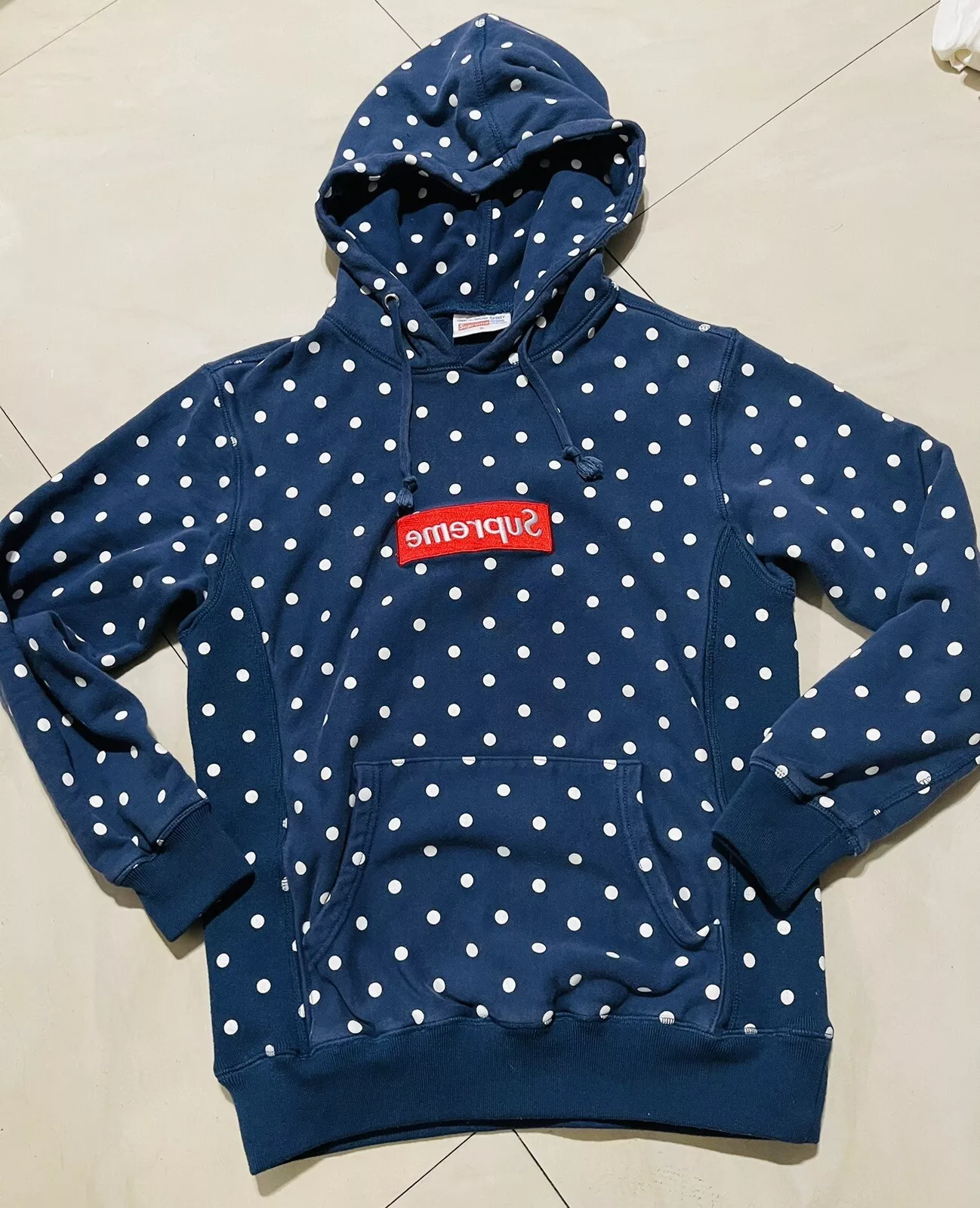 supreme x comme des garcons boîte logo sweat à capuche bleu marine petit
