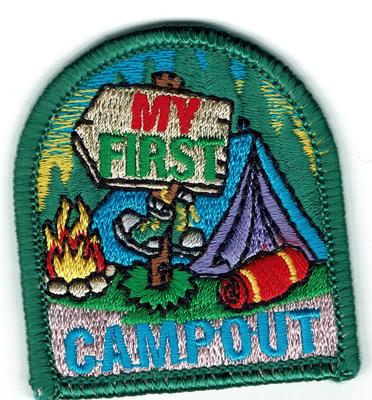 Girl Boy Cub MY FIRST CAMP OUT Camping trip Patches Crests Badges SCOUT GUIDE