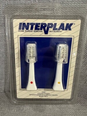 Vintage 1991 Interplak Replacement Brush Heads RB-2 Red Yellow Color Coded NOS