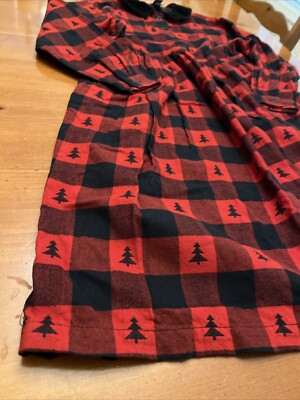 lands end christmas dress NEW LANDS' END Girls Very Merry Christmas Red Stripe Long Sleeve Dress M 10-12