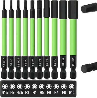 10-teiliges Schlagbohrer-Set, Sechskant-Inbusschlüssel H1,5-H10, S2 Stahl, 1/4 Zoll Schaft Werkzeug