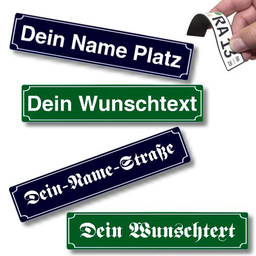 Straßenschild Ortsschild mit deinem Namen Wunschtext als Kühlschrank Magnet