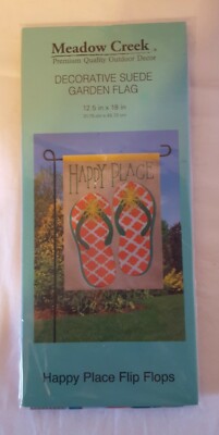 Meadow Creek Decorative Suede Garden Flag 12.5 x 18 - Happy Place Flip Flops