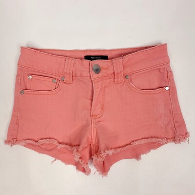Forever 21 Womens Denim Shorts 24 Peach Cut Off Low Rise