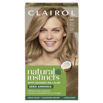 Clairol Natural Instincts Demi-Permanent Hair Dye, 8A Medium Cool Blonde Hair
