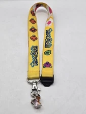 Tamagotchi Yellow Check Lanyard Leash With Charm- Free Shipping