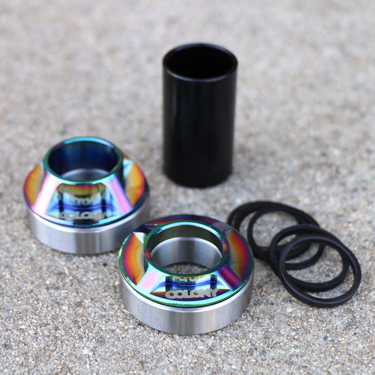 COLONY BMX BOTTOM BRACKET RAINBOW 19mm or 22mm MID OIL SLICK JET