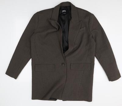 Zara Womens Brown Polyester Blend Suit Jacket Size XL | eBay UK