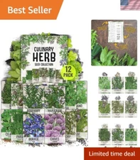 Fresh Herb Garden Starter Kit - 12 Non-GMO Seed Packets for -Round Growing