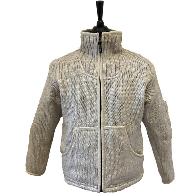 Priya Strick-Wolljacke creme, komplett gefüttert, durchgehender Reißverschluss, nepalesisch