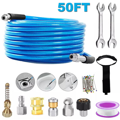 #ad 50ft Sewer Jet Kit for Pressure Washer 1 4quot; M NPT Drain Cleaner Hose 5800 PSI $30.75