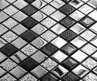 Silber Glasmosaik, Mosaik Fliesen, Kristall Fliesen Hochglanz , Glass Mosaik