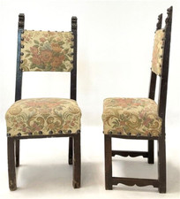 ANTICA coppia  SEDIA SEDIE BAROCCA EPOCA SEICENTO LEGNO DI NOCE ANTIQUARIATO OLD