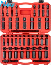 TEKTON 3/8 Inch Drive 6-Point Impact Socket Set, 72-Piece 1/4-1 in., 6-24 mm 