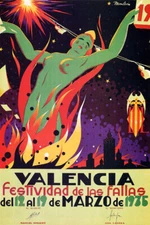 1935 VALENCIA FESTIVIDAD DE LAS FALLAS SPAIN GIRL FIREWORKS VINTAGE POSTER REPRO