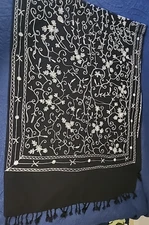 New  Shawl Pashmina Black Women Luxury Embroidered 80x28.5