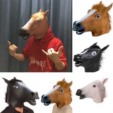 Horse Head Mask Rubber Spoof Cosplay Fancy Dress Party Halloween Adult Costumes