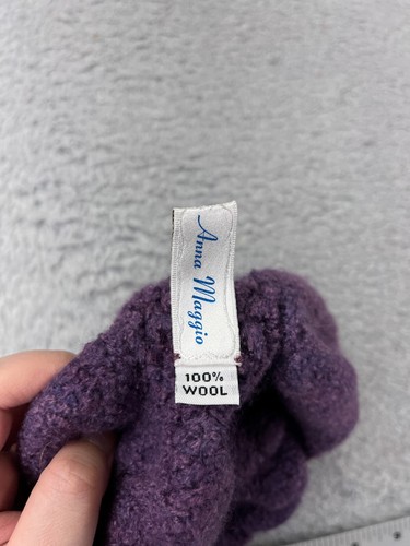 Anna Maggio Beanie Toque Youth Toddler Purple Hand Knit By Aunt Cat 100% Wool - Picture 6 of 7