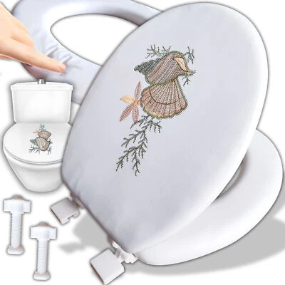 WC Sitz Toilettendeckel Gepolstert Soft Weich Weiß Bild Drucken Kissensitz Retoo